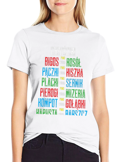 Camiseta Negra con Diseño de Comida Polaca