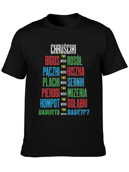 Camiseta Negra con Diseño de Comida Polaca