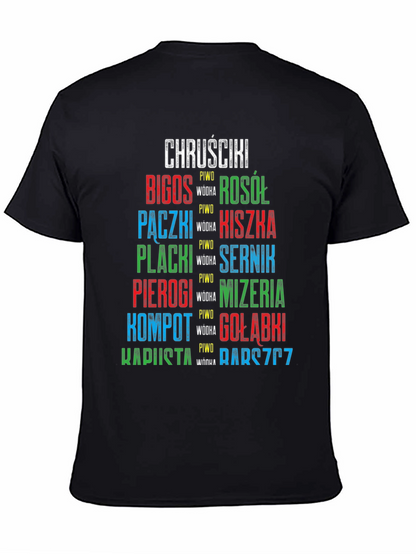 Camiseta Negra con Diseño de Comida Polaca