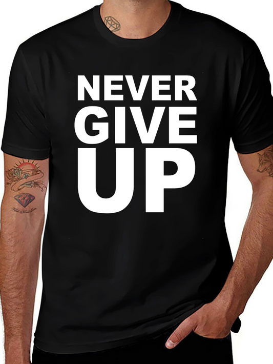 Camiseta Negra Motivacional - Never Give Up