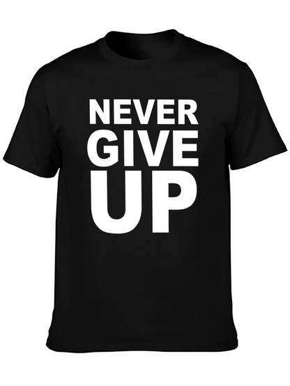 Camiseta Negra Motivacional - Never Give Up