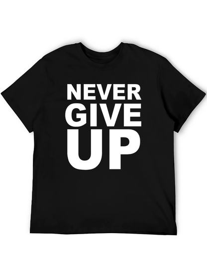 Camiseta Negra Motivacional - Never Give Up