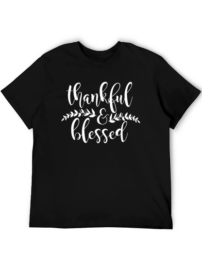 Camiseta Negra Agradecido y Bendecido