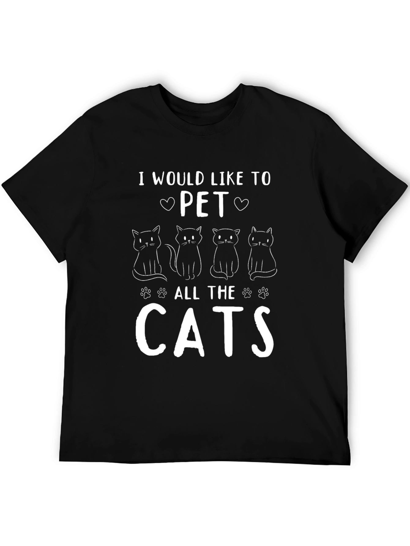 Camiseta Negra: Quiero Acariciar a Todos los Gatos