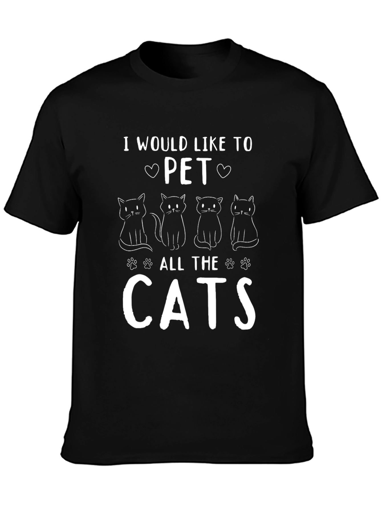 Camiseta Negra: Quiero Acariciar a Todos los Gatos
