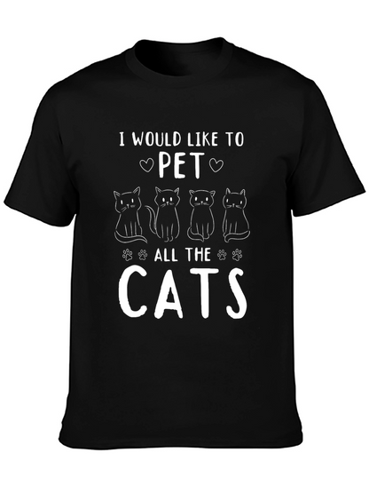 Camiseta Negra: Quiero Acariciar a Todos los Gatos