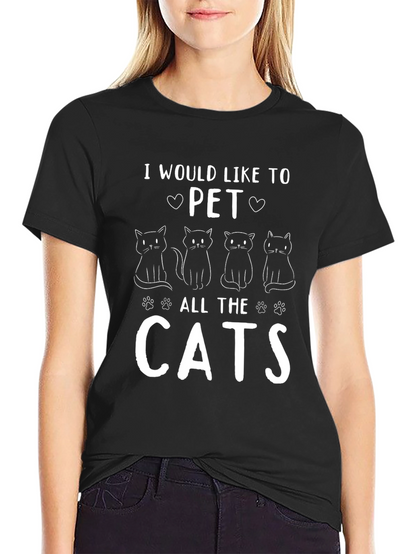 Camiseta Negra: Quiero Acariciar a Todos los Gatos