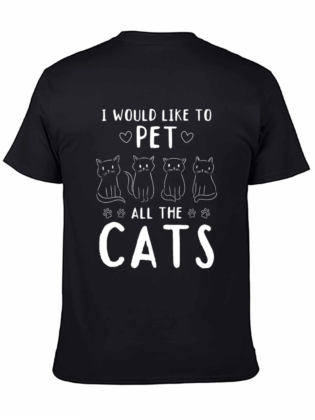 Camiseta Negra: Quiero Acariciar a Todos los Gatos
