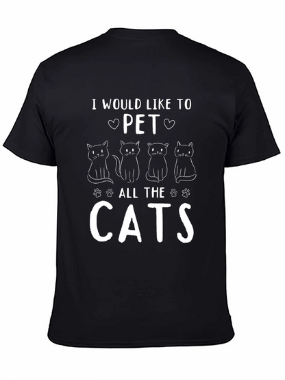 Camiseta Negra: Quiero Acariciar a Todos los Gatos