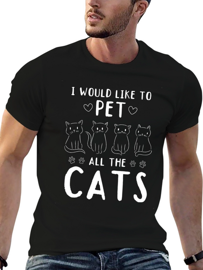 Camiseta Negra: Quiero Acariciar a Todos los Gatos