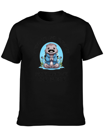 Camiseta Negra Meditación Oso Elevación Espiritual