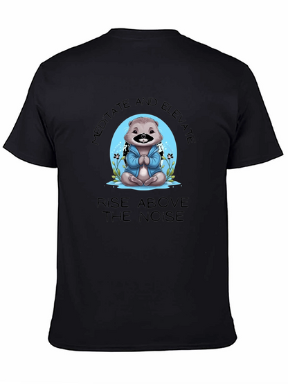 Camiseta Negra Meditación Oso Elevación Espiritual
