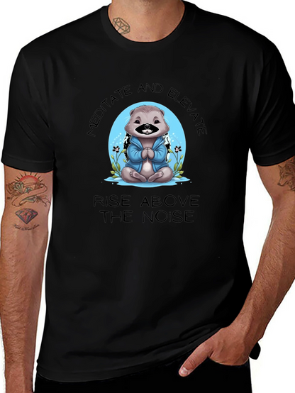 Camiseta Negra Meditación Oso Elevación Espiritual