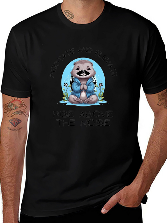 Camiseta Negra Meditación Oso Elevación Espiritual