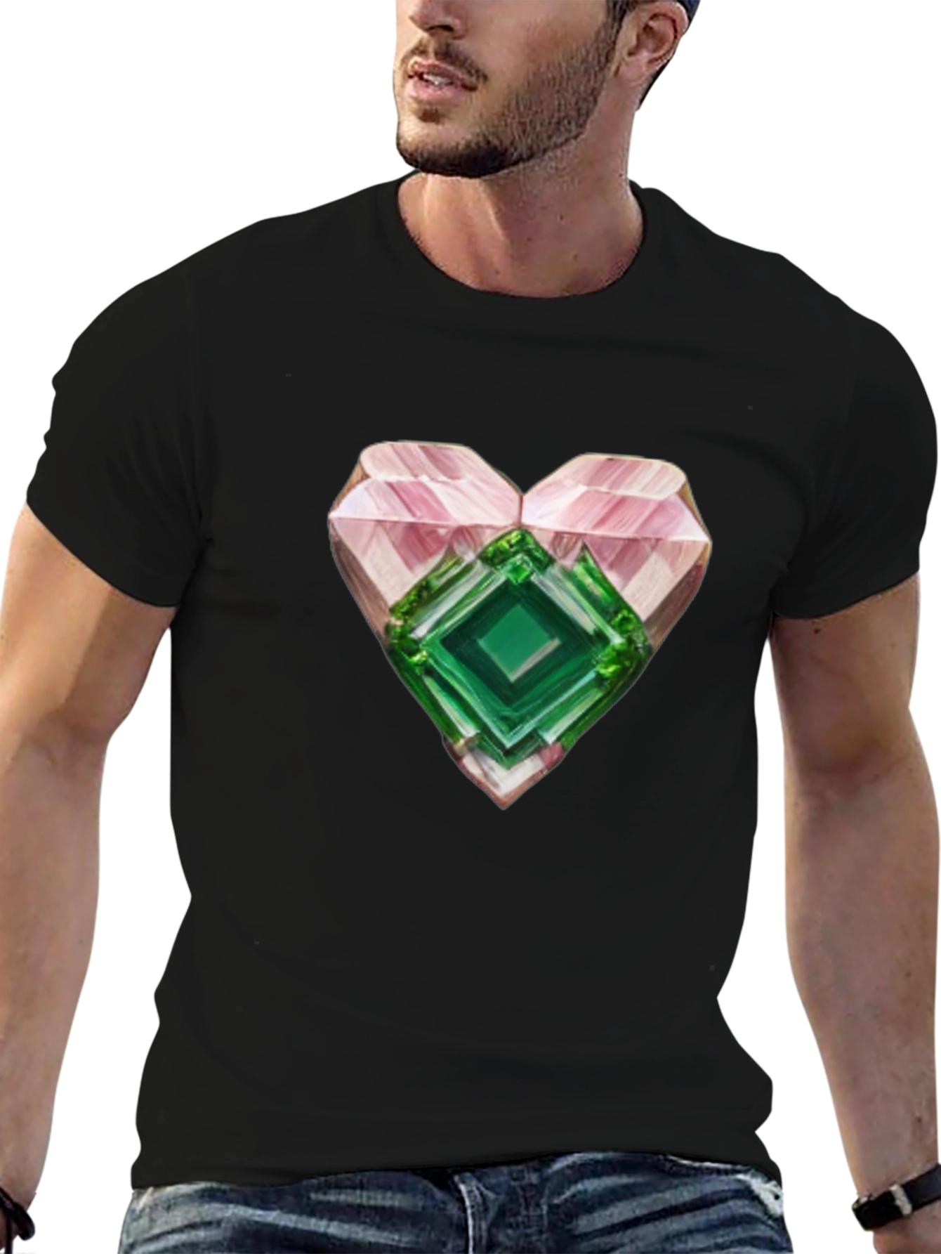 Camiseta Negra con Corazón de Cristal