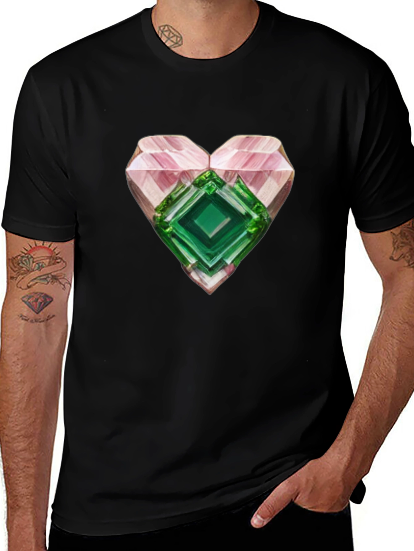 Camiseta Negra con Corazón de Cristal