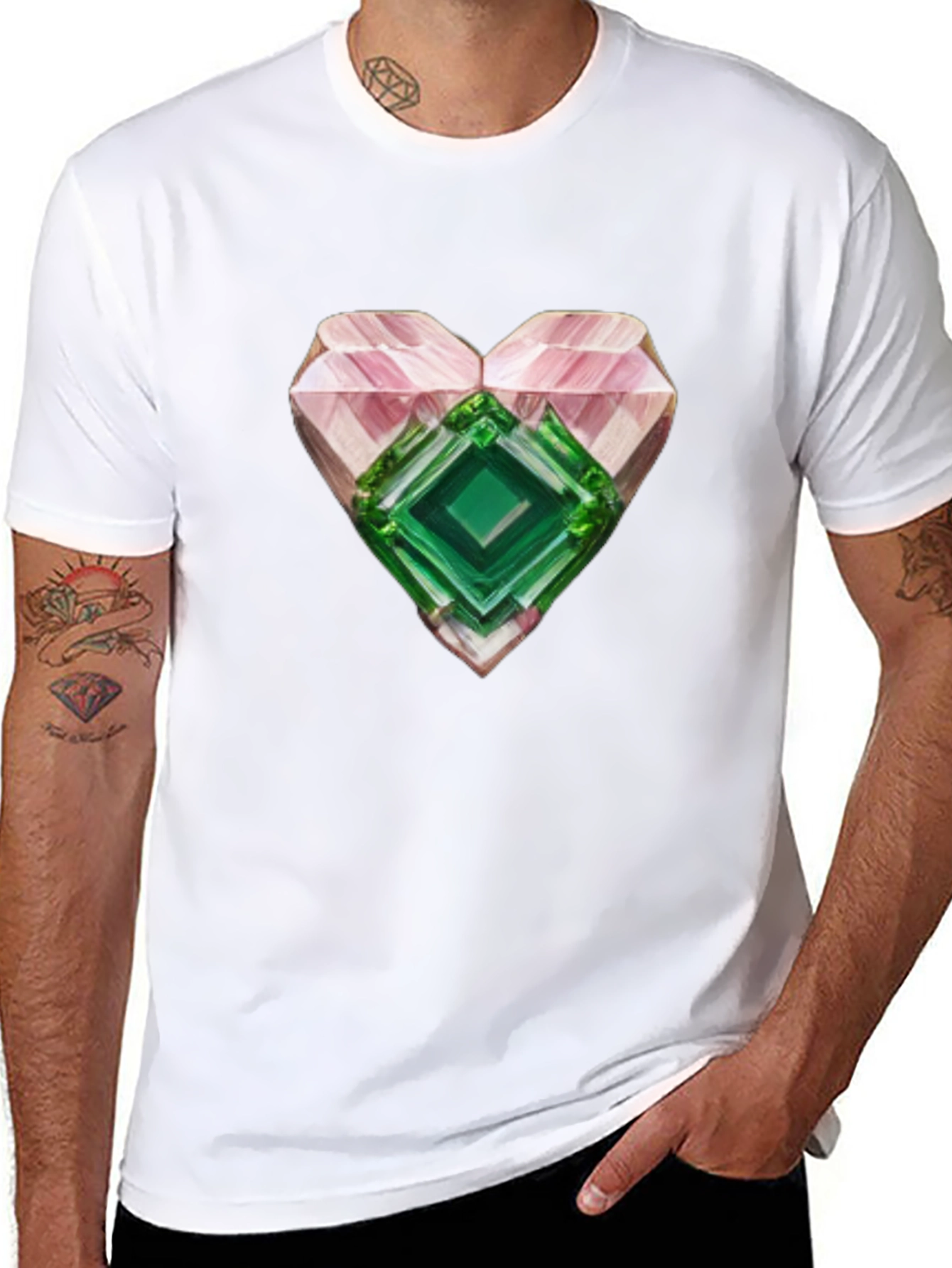 Camiseta Negra con Corazón de Cristal