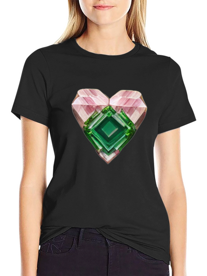 Camiseta Negra con Corazón de Cristal