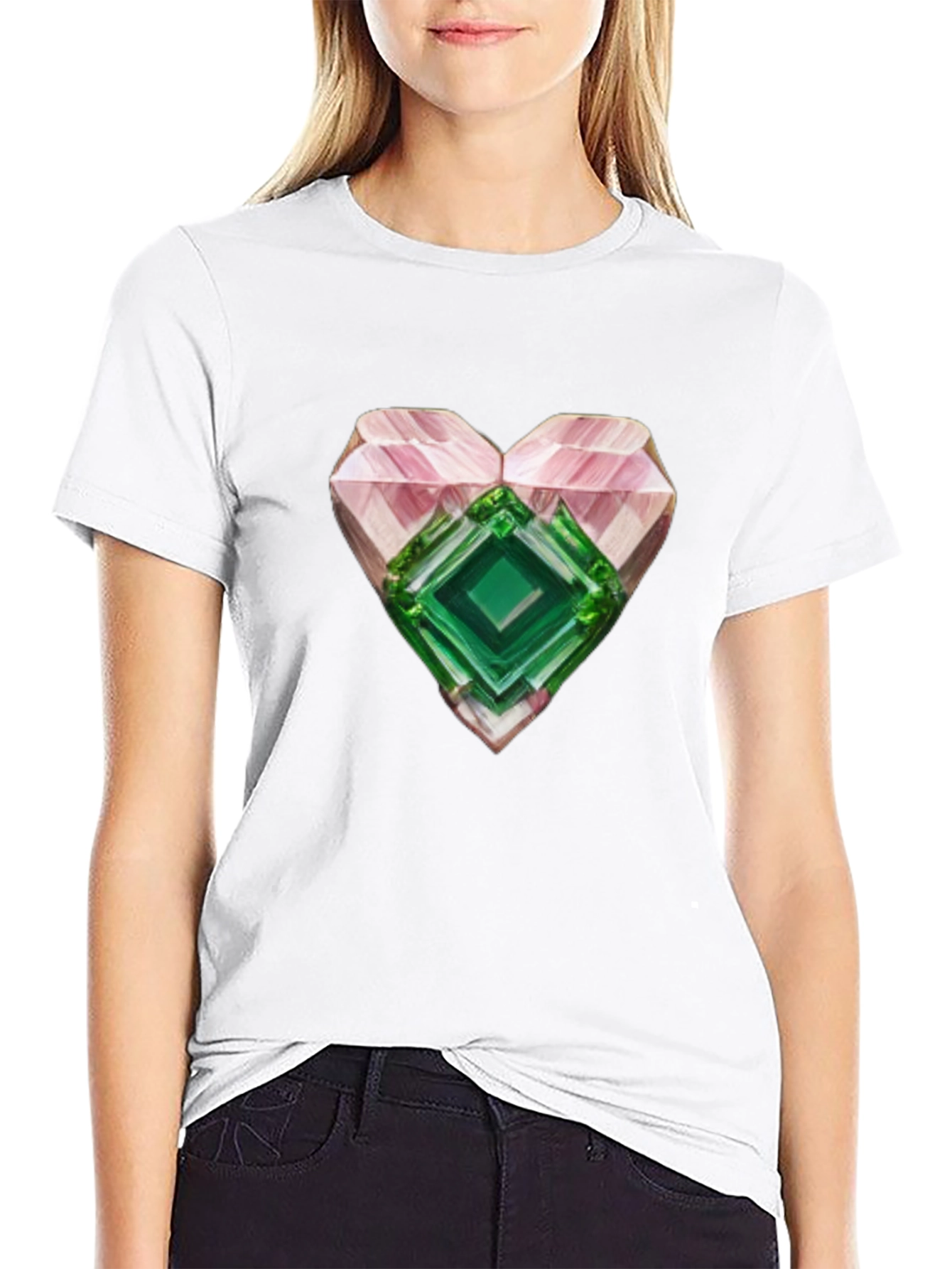 Camiseta Negra con Corazón de Cristal
