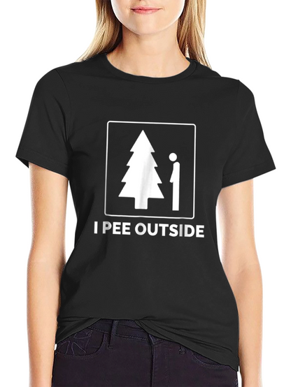 Camiseta Negra I Pee Outside Divertida para Hombre
