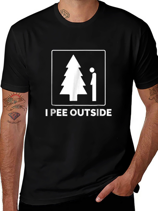Camiseta Negra I Pee Outside Divertida para Hombre