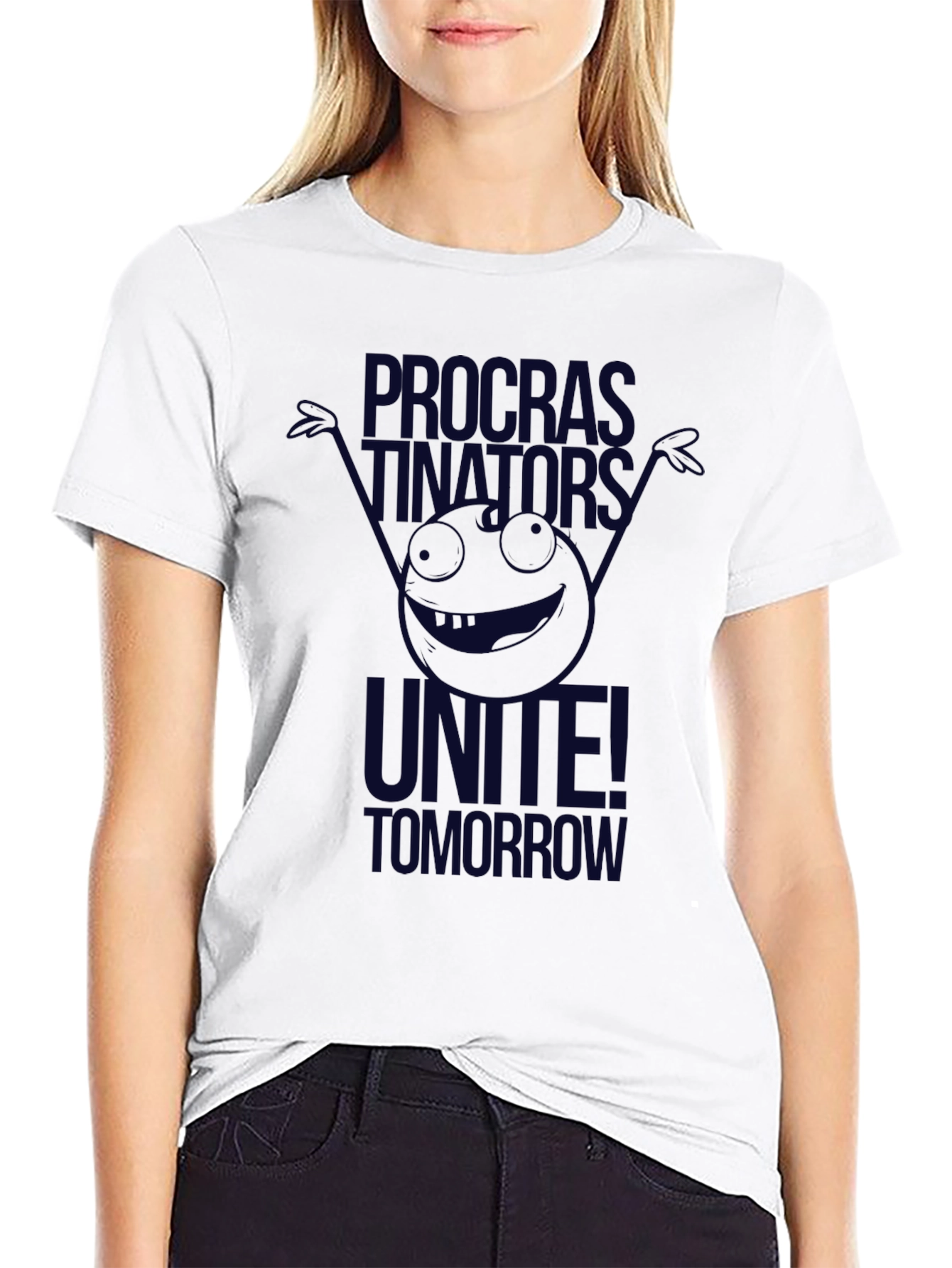 Camiseta Negra: Procrastinadores ¡Únanse Mañana!