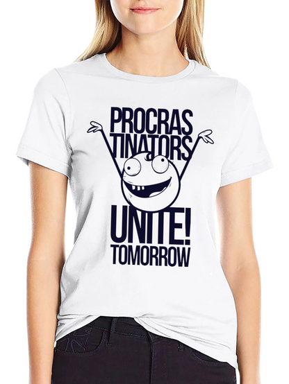 Camiseta Negra: Procrastinadores ¡Únanse Mañana!