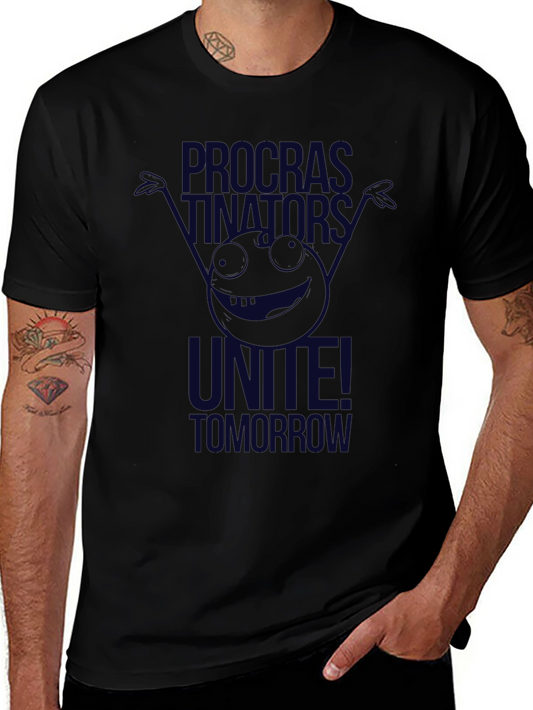 Camiseta Negra: Procrastinadores ¡Únanse Mañana!