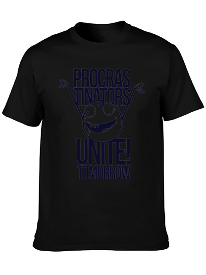 Camiseta Negra: Procrastinadores ¡Únanse Mañana!