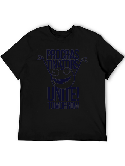 Camiseta Negra: Procrastinadores ¡Únanse Mañana!