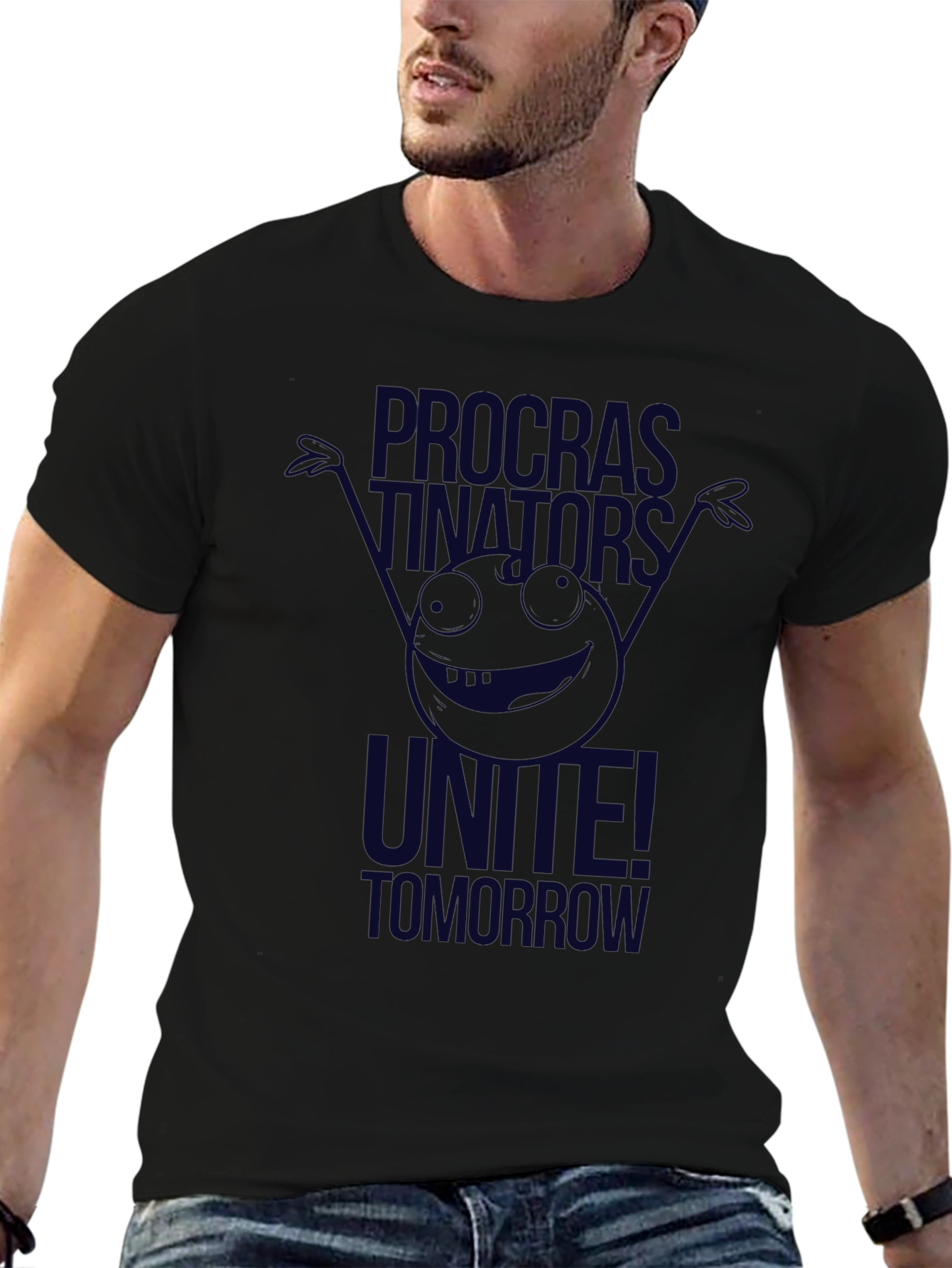 Camiseta Negra: Procrastinadores ¡Únanse Mañana!