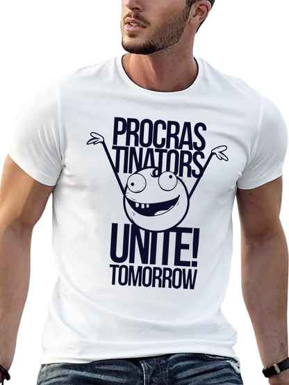 Camiseta Negra: Procrastinadores ¡Únanse Mañana!