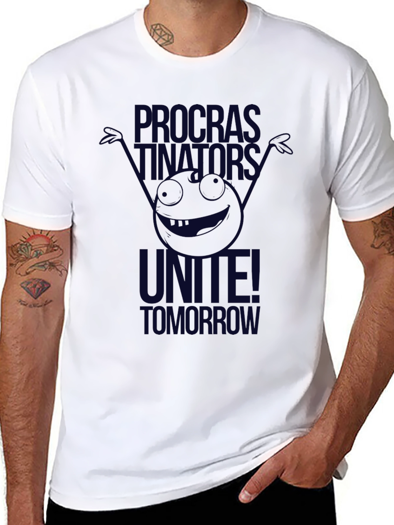 Camiseta Negra: Procrastinadores ¡Únanse Mañana!