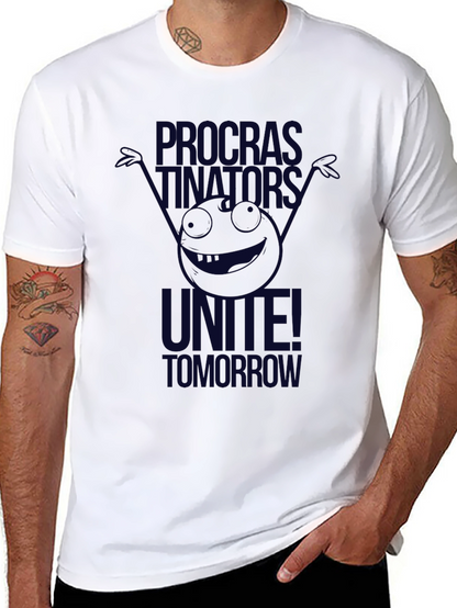 Camiseta Negra: Procrastinadores ¡Únanse Mañana!