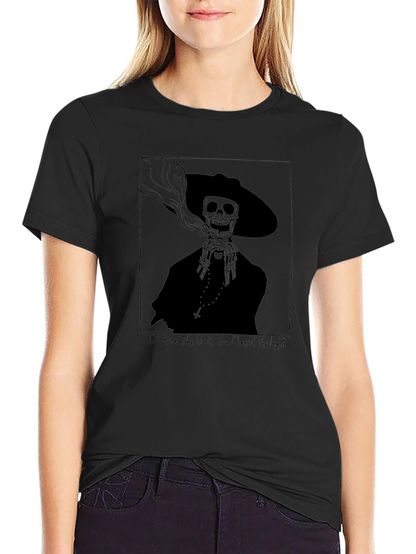 Camiseta Negra con Diseño de Calavera Fumadora