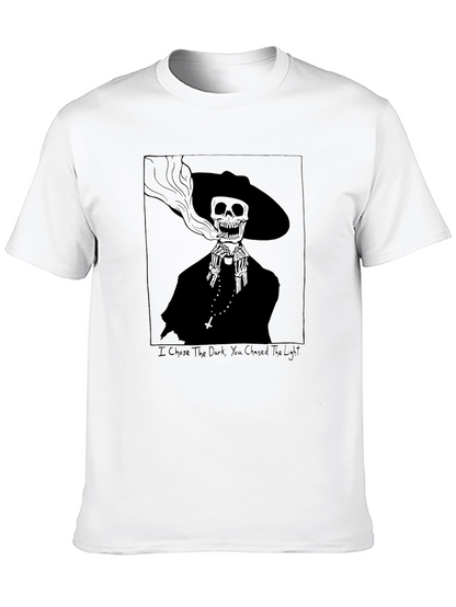 Camiseta Negra con Diseño de Calavera Fumadora