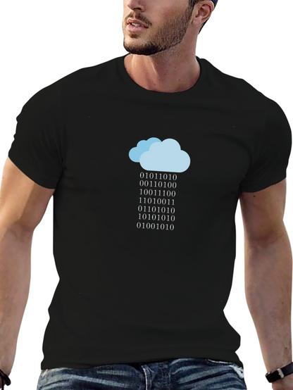 Camiseta Negra Nube de Código Binario