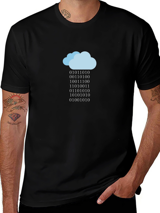 Camiseta Negra Nube de Código Binario