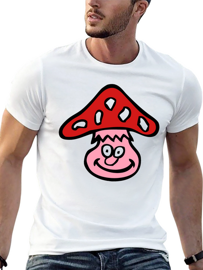 Camiseta Negra con Diseño de Hongo Sonriente