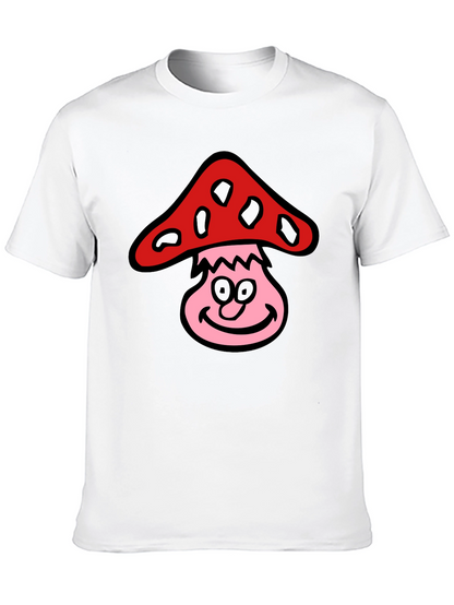 Camiseta Negra con Diseño de Hongo Sonriente
