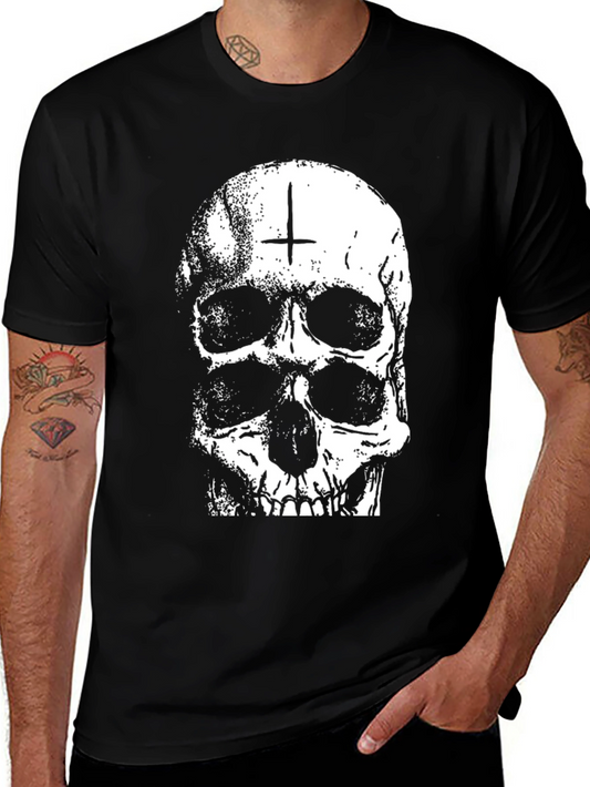 Camiseta Negra con Calavera Invertida