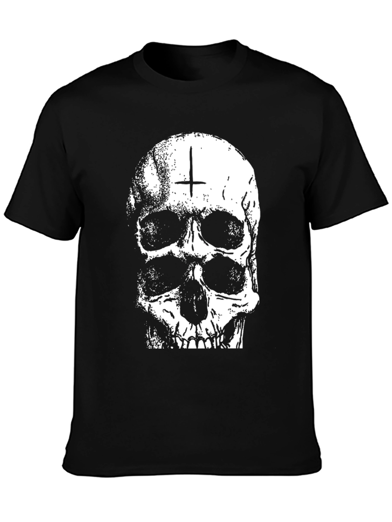 Camiseta Negra con Calavera Invertida