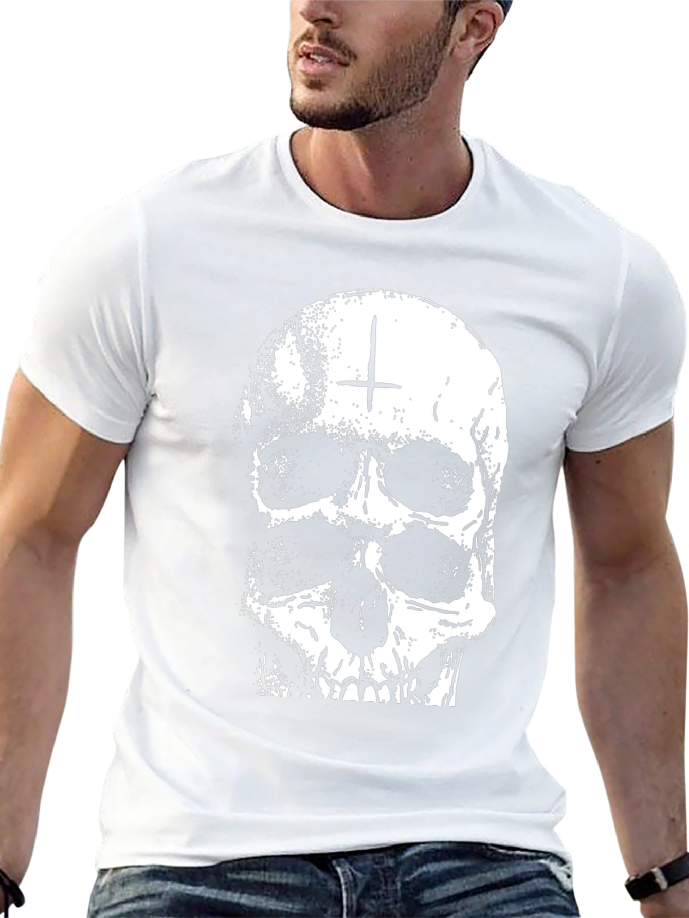 Camiseta Negra con Calavera Invertida