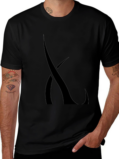 Camiseta Negra Hombre con Diseño Abstracto