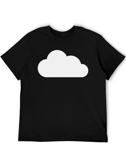 Camiseta Negra Nube Blanca Diseño Casual