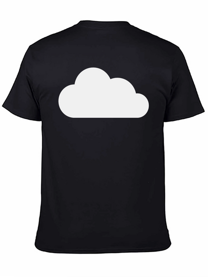 Camiseta Negra Nube Blanca Diseño Casual
