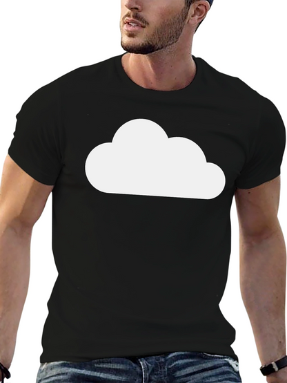 Camiseta Negra Nube Blanca Diseño Casual