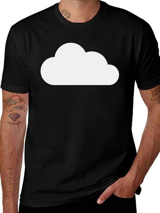 Camiseta Negra Nube Blanca Diseño Casual