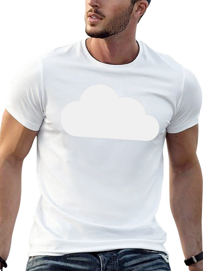Camiseta Negra Nube Blanca Diseño Casual