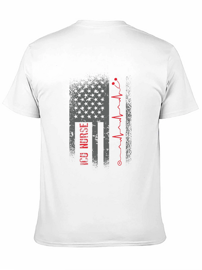 Camiseta Negra ICU Nurse Bandera Americana